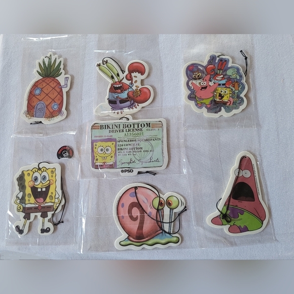 PSD BIG SNIFF ~ 7 SPONGEBOB PATRICK SQUIDWARD CAR AIR FRESHENER COCONUT SCENT - Picture 1 of 4